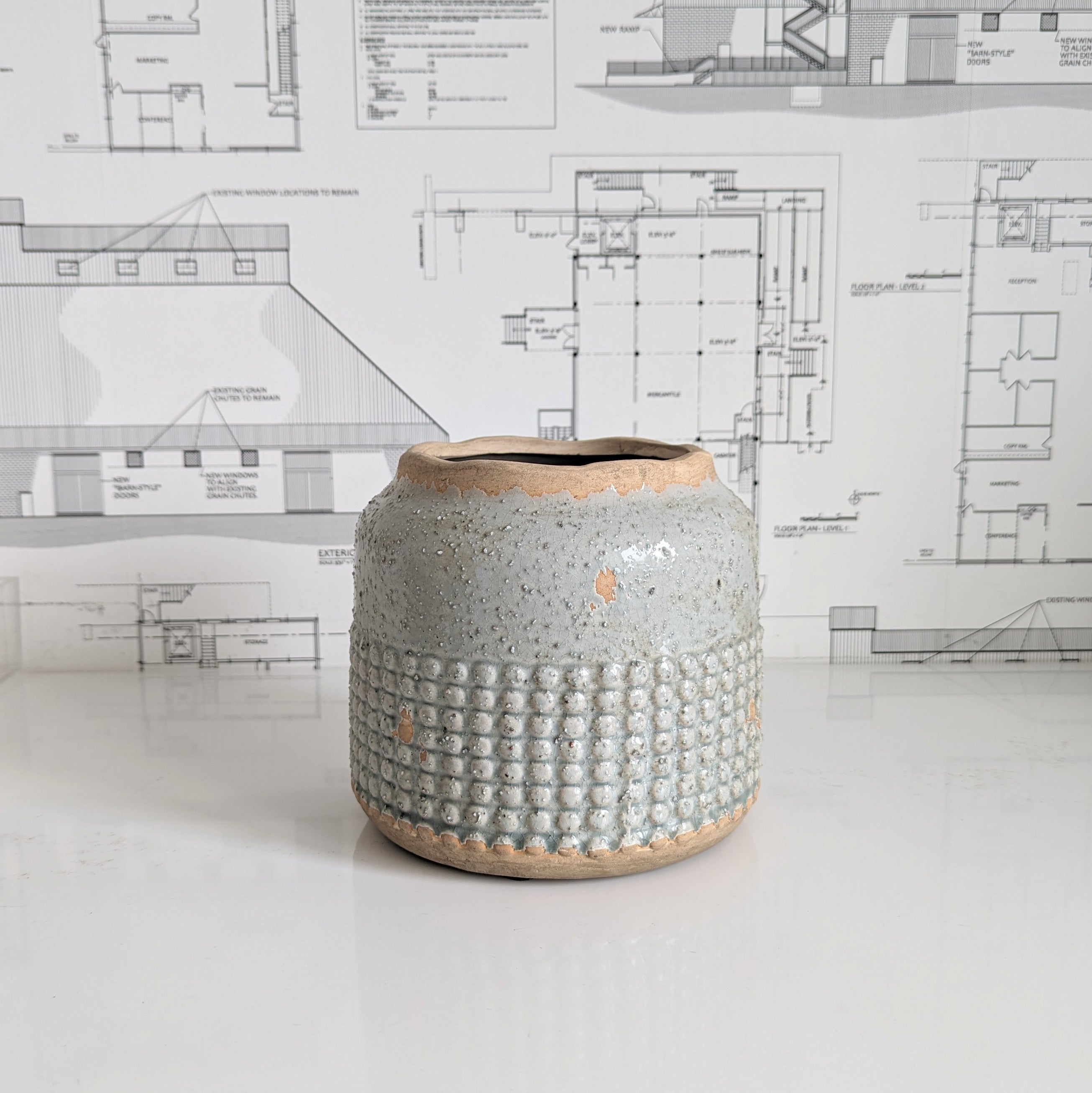 Light Blue Hobnail Planter