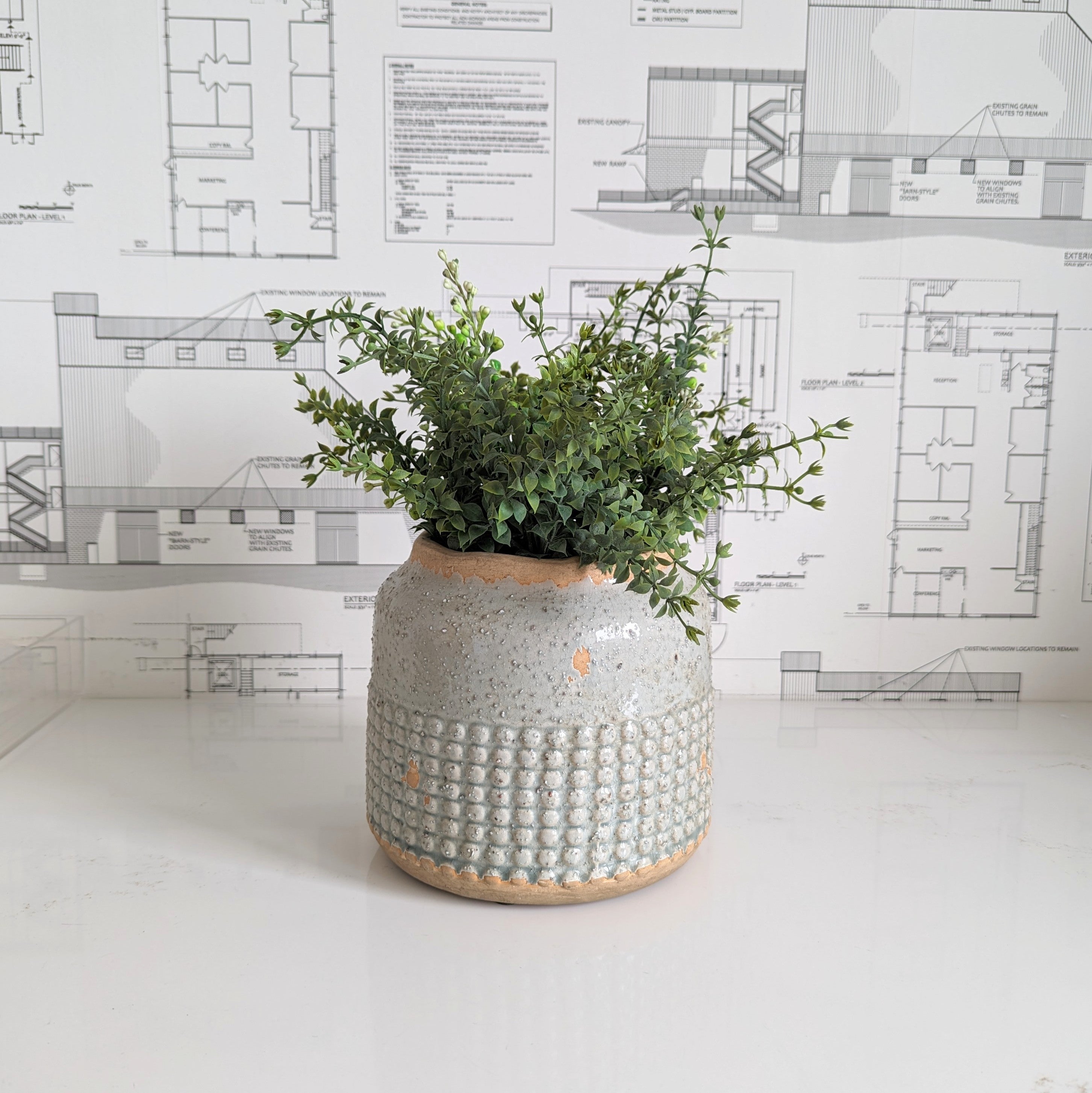 Light Blue Hobnail Planter