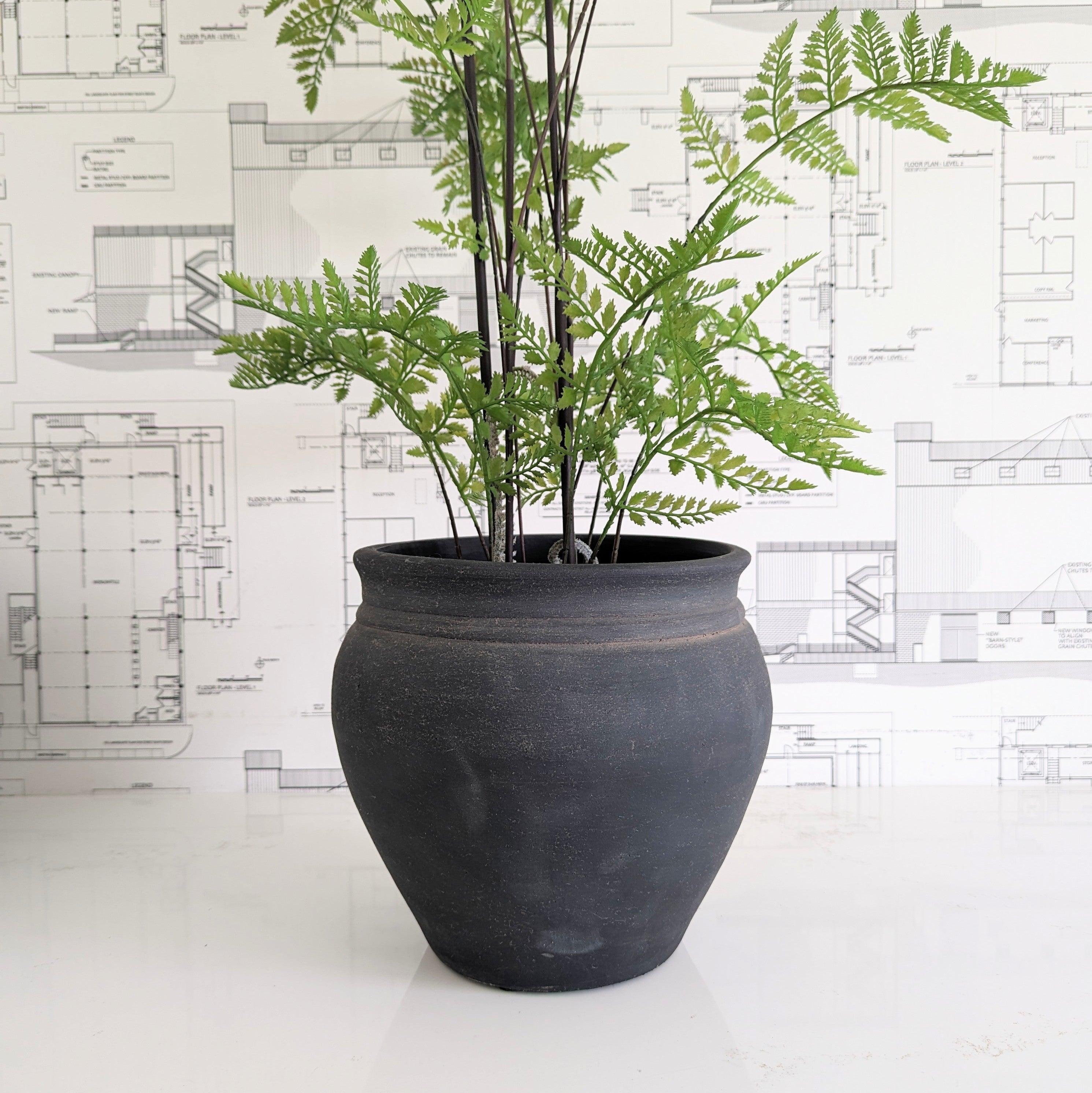 Black Terra-Cotta Pot - Large