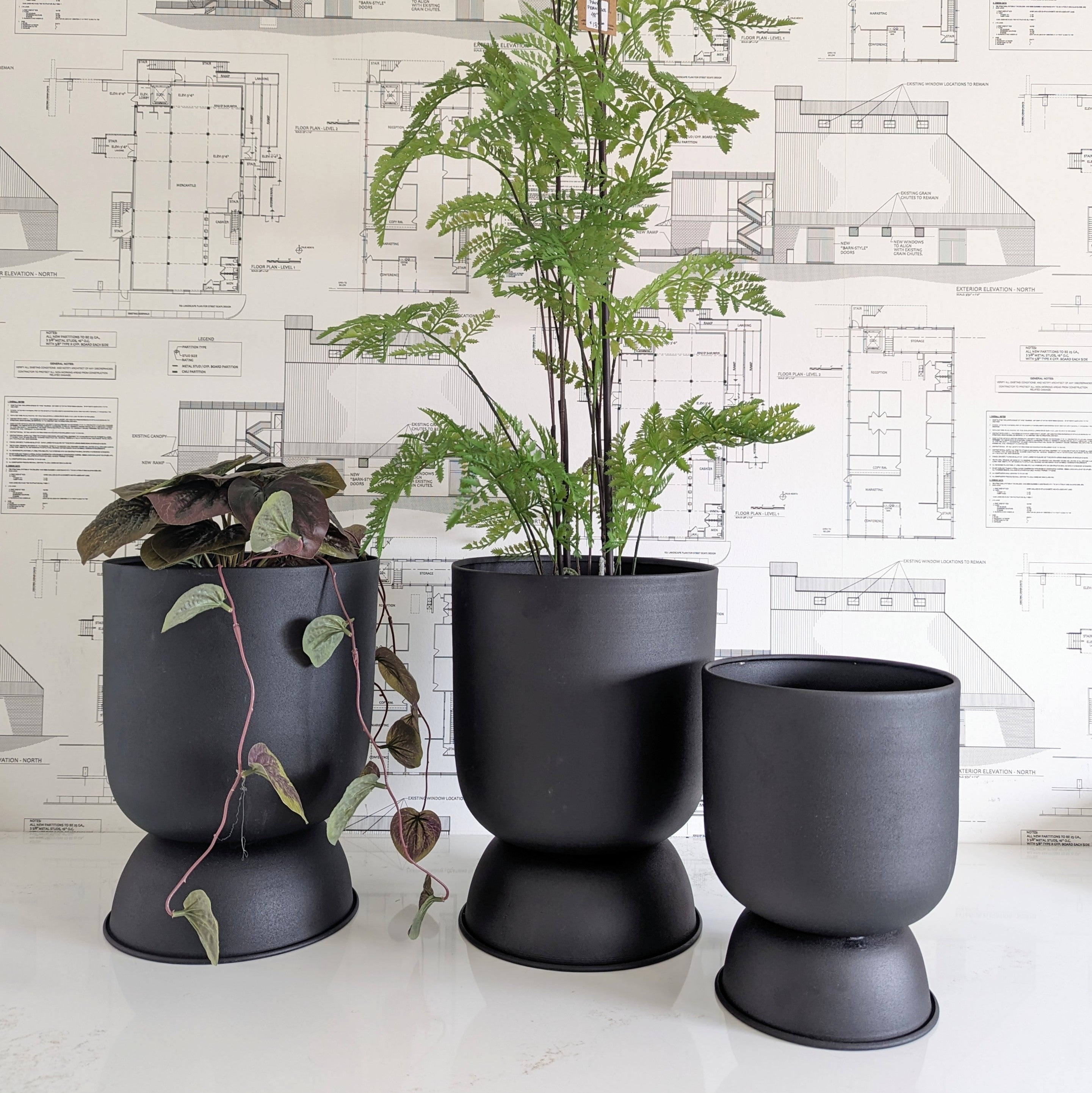 Matte Black Footed Planter
