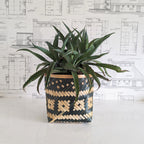 Black Patterned Bamboo Basket