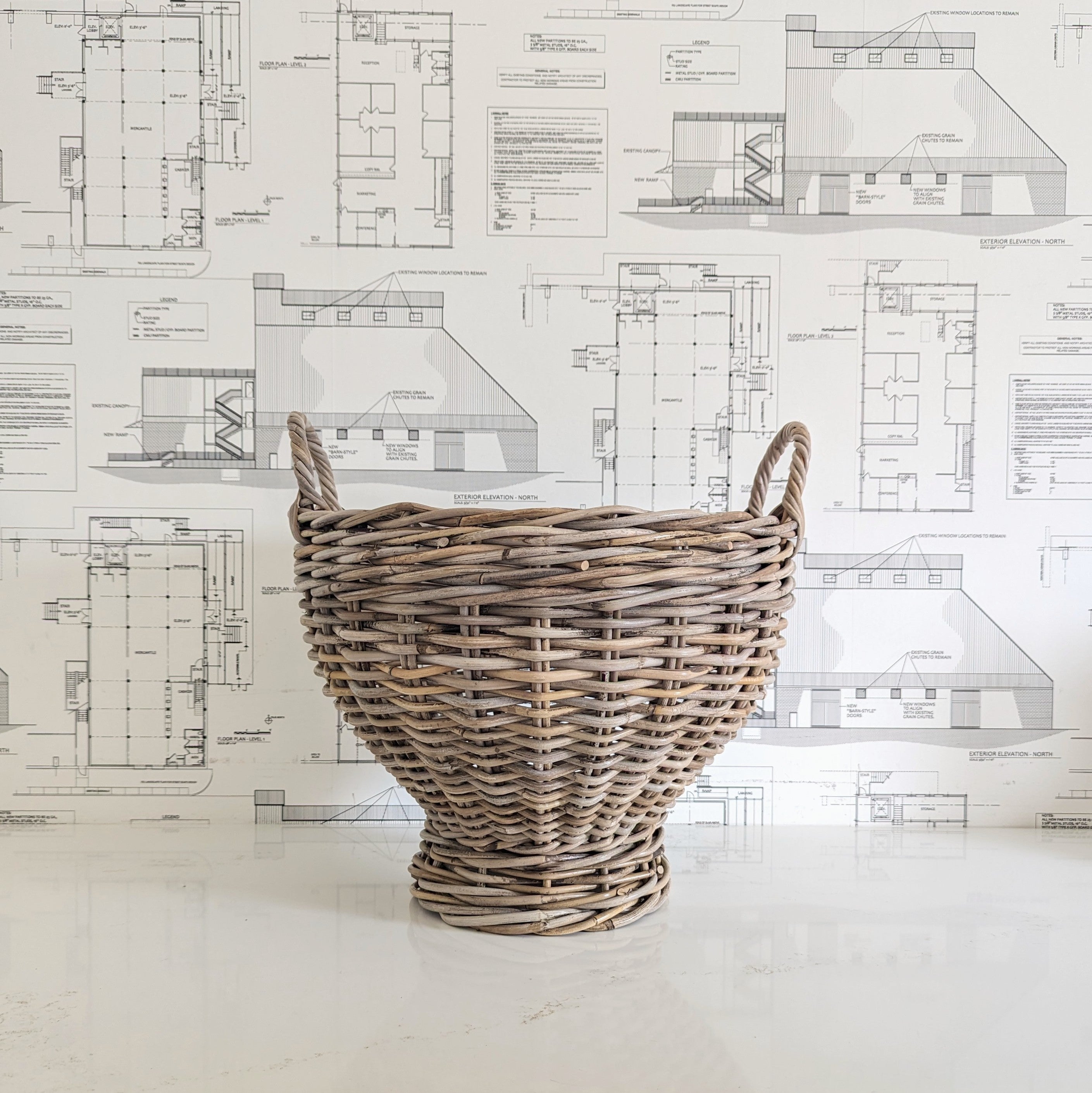 Footed Rattan Basket
