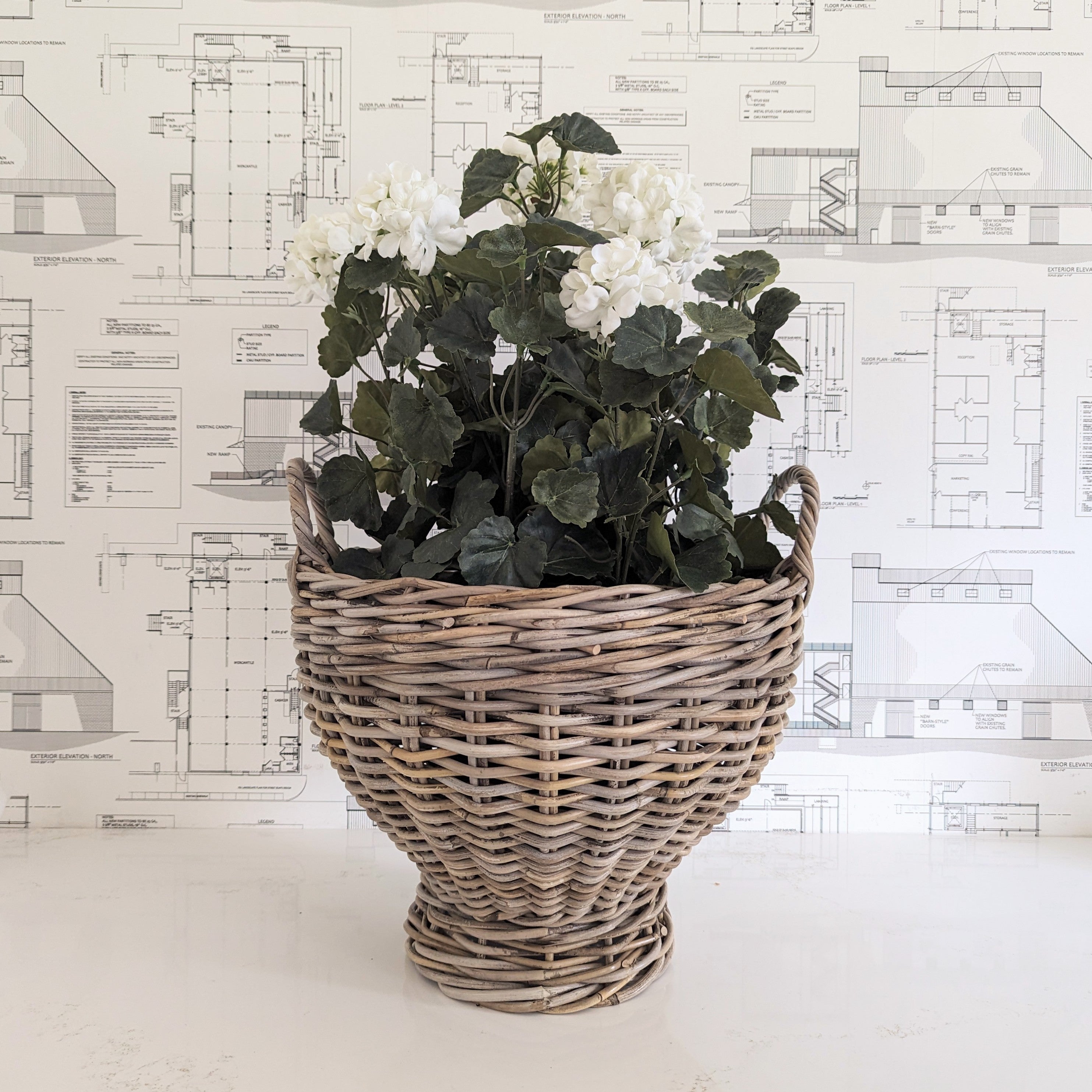 Footed Rattan Basket