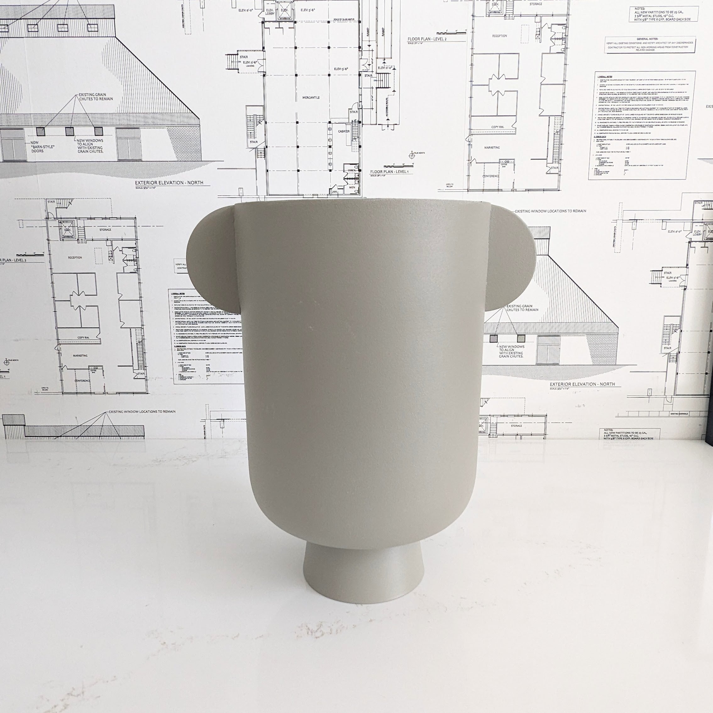 Matte Beige Vase w/ Ears