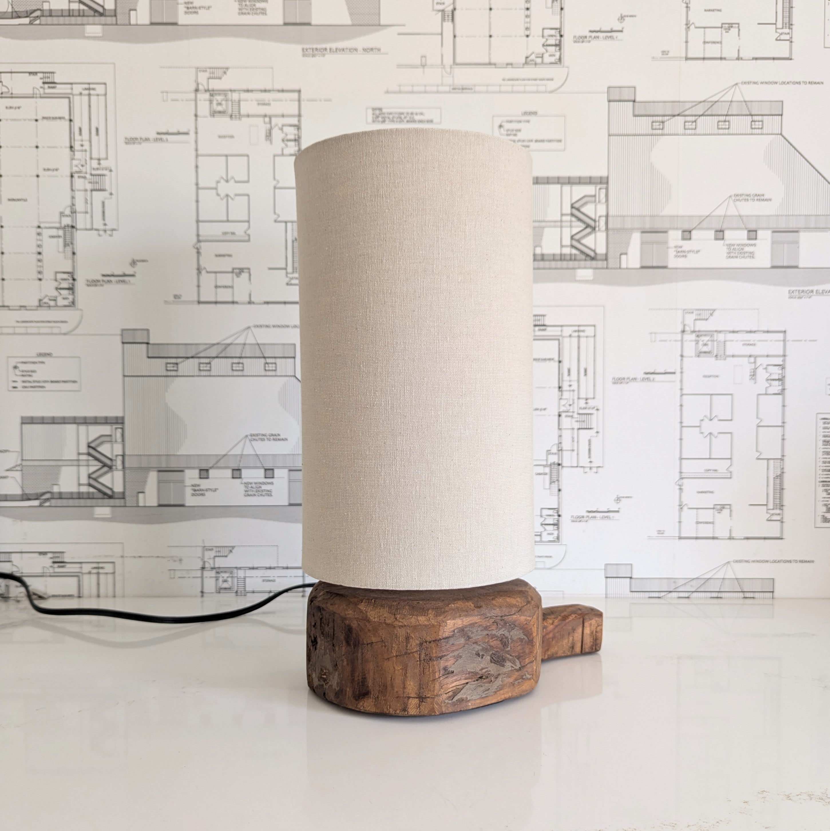 Wood Lamp w/ Tall Shade