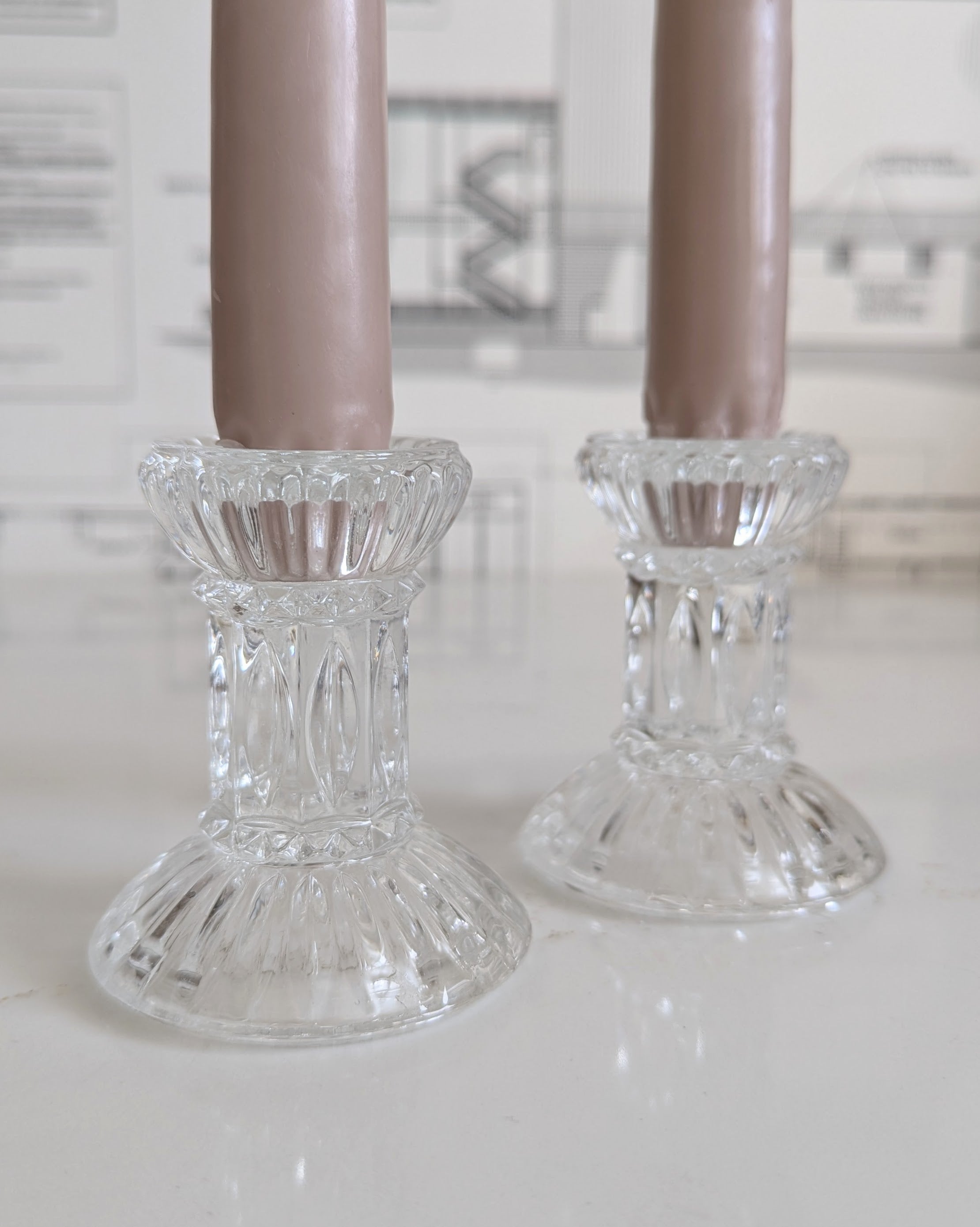 Vintage - Crystal Tapers, Set of 2