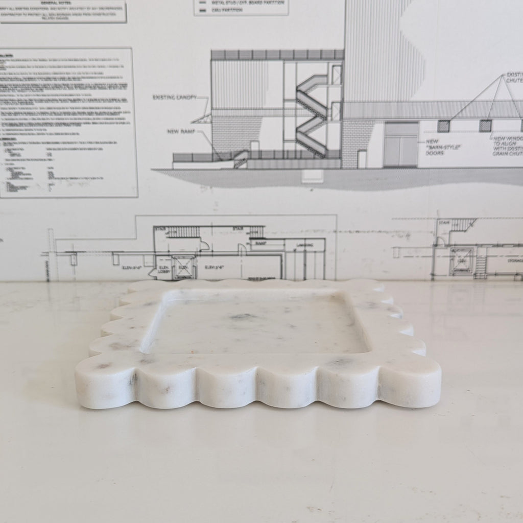 Scalloped Marble Tray