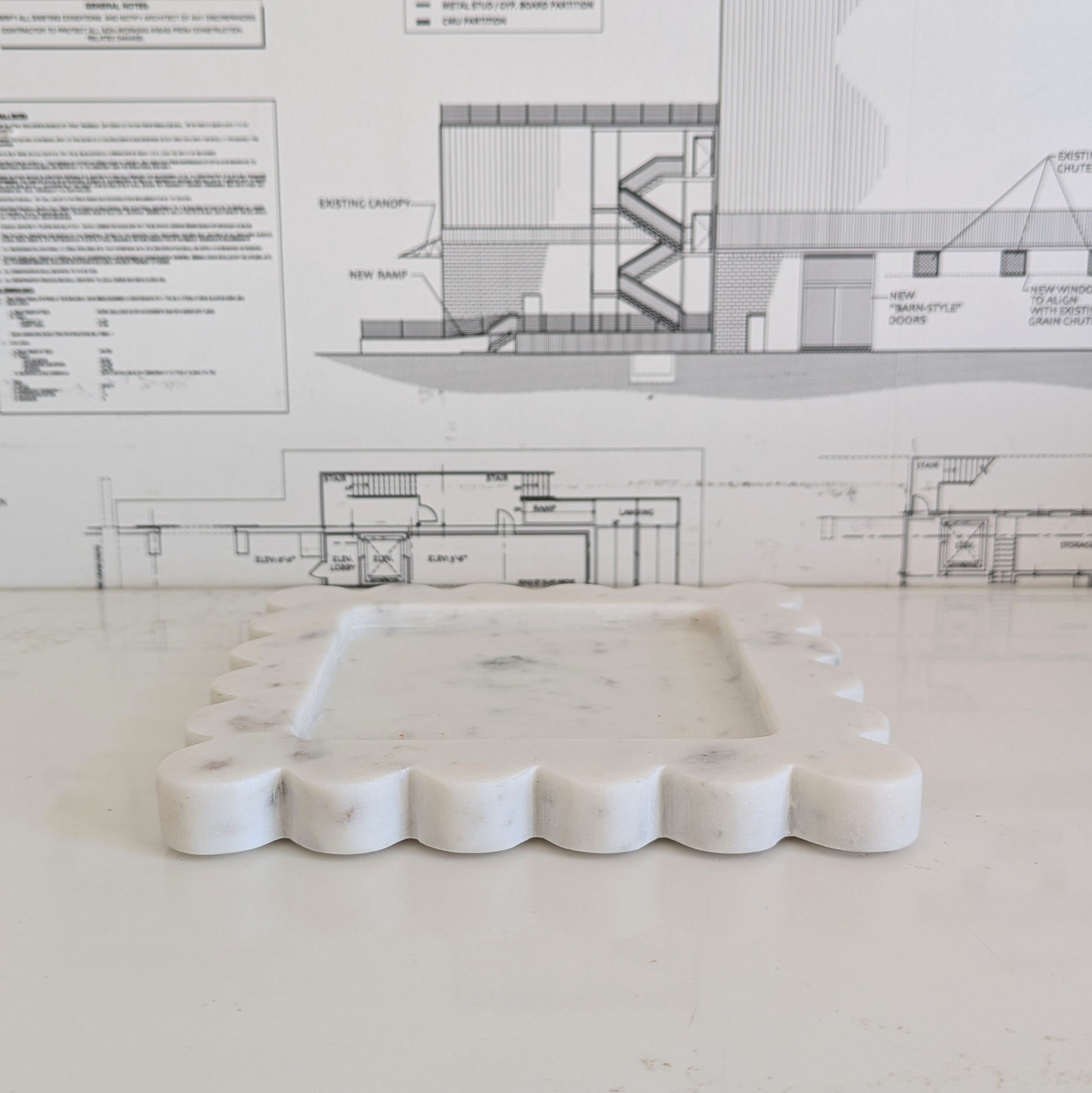Scalloped Marble Tray