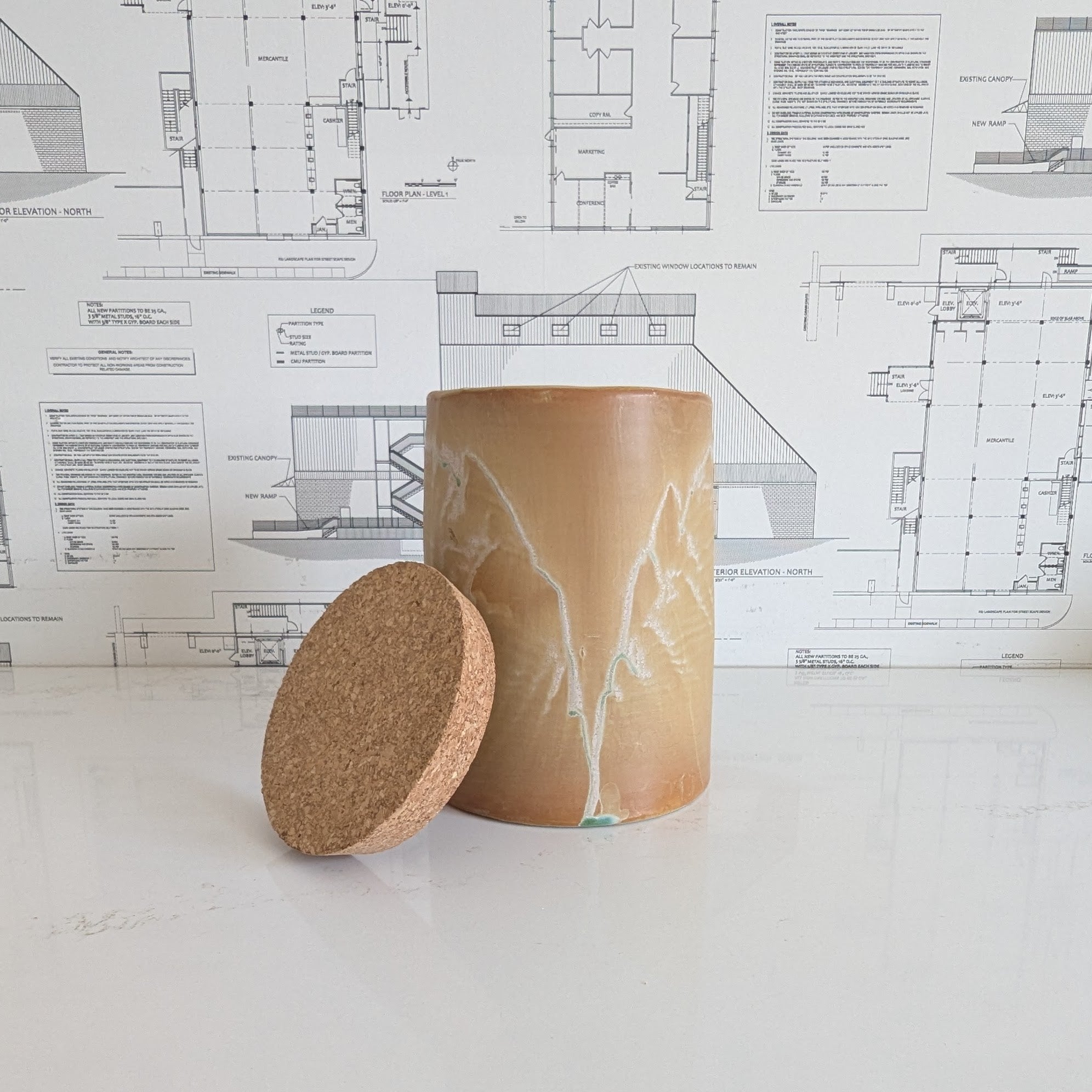 Stoneware Canister w/ Cork Lid