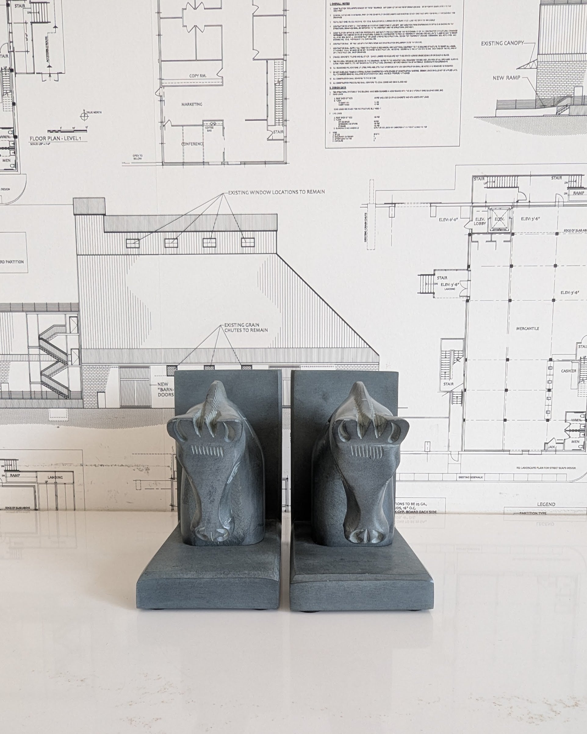 Stone Horse Bookends