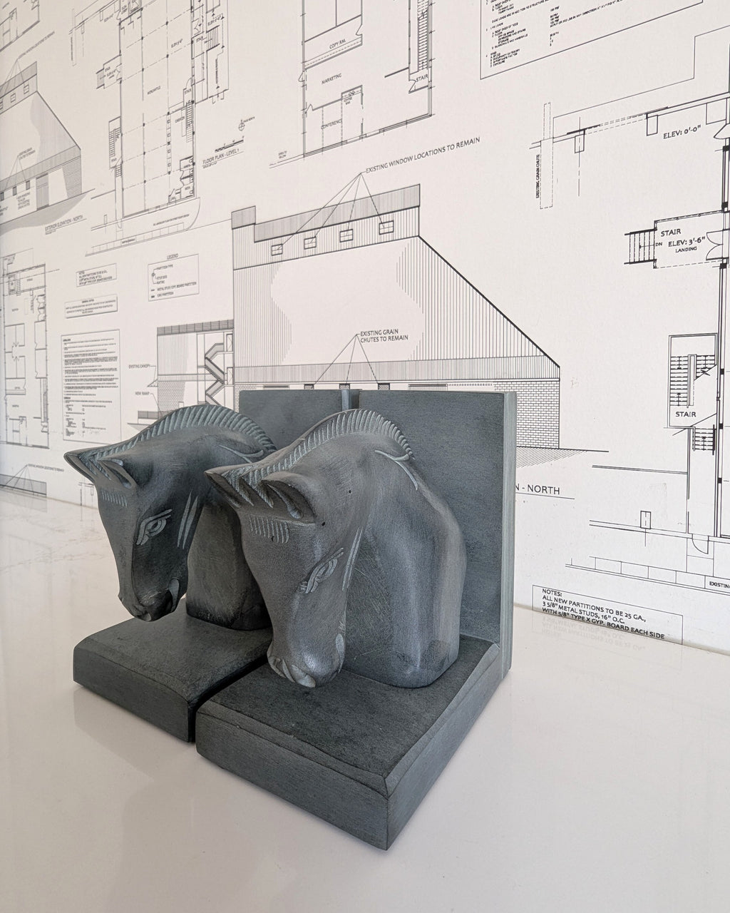 Stone Horse Bookends