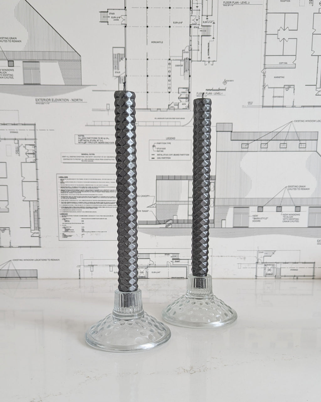 Glass Hobnail Taper Holder