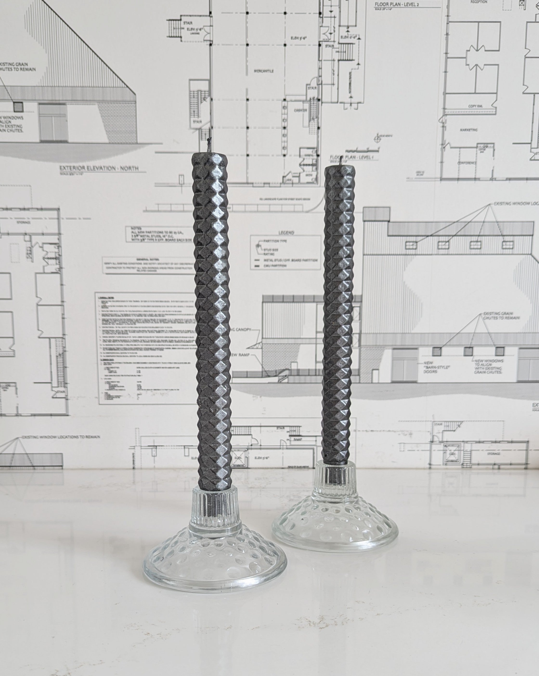 Glass Hobnail Taper Holder