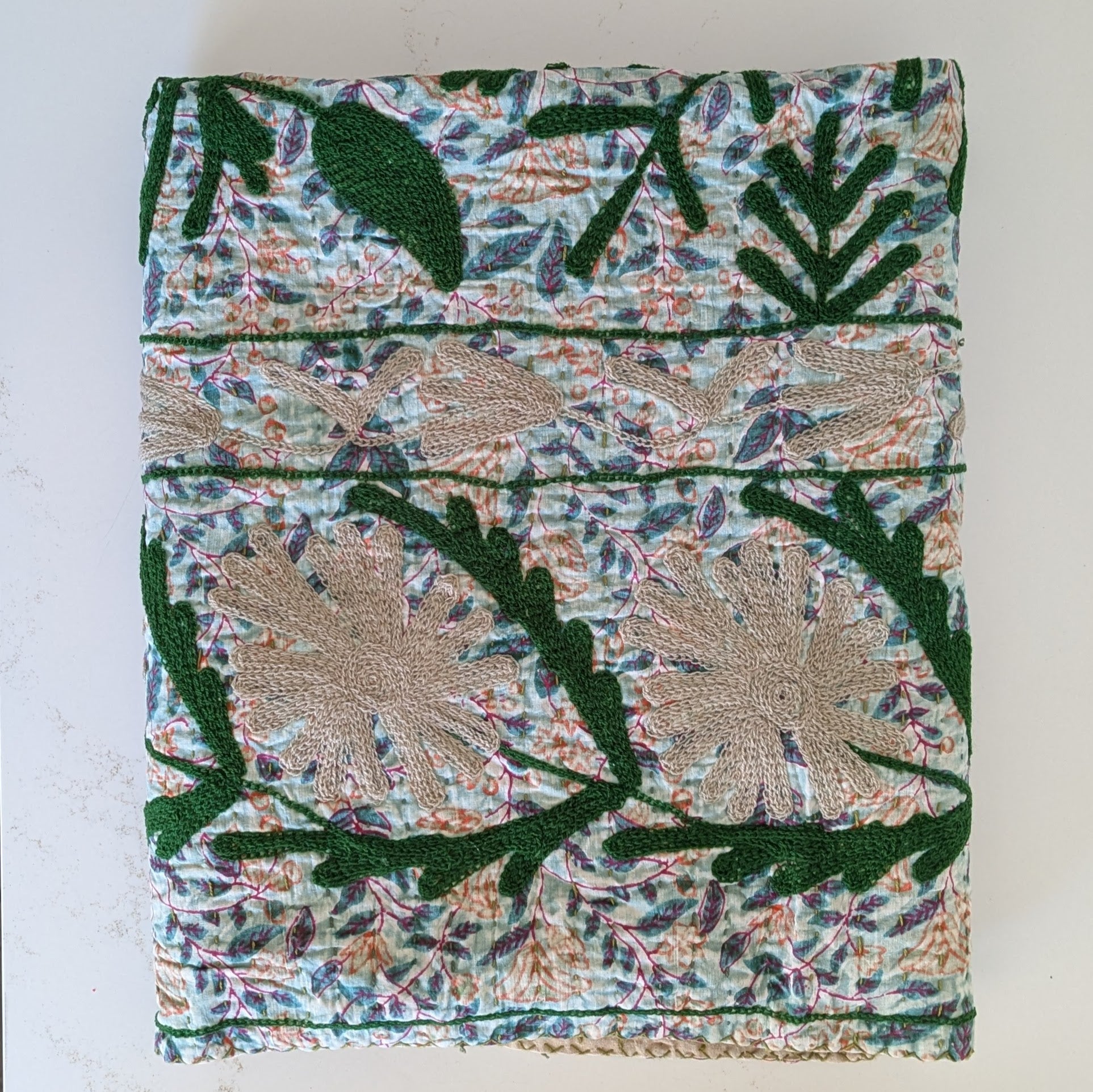 Kantha Stitched Voile Quilt