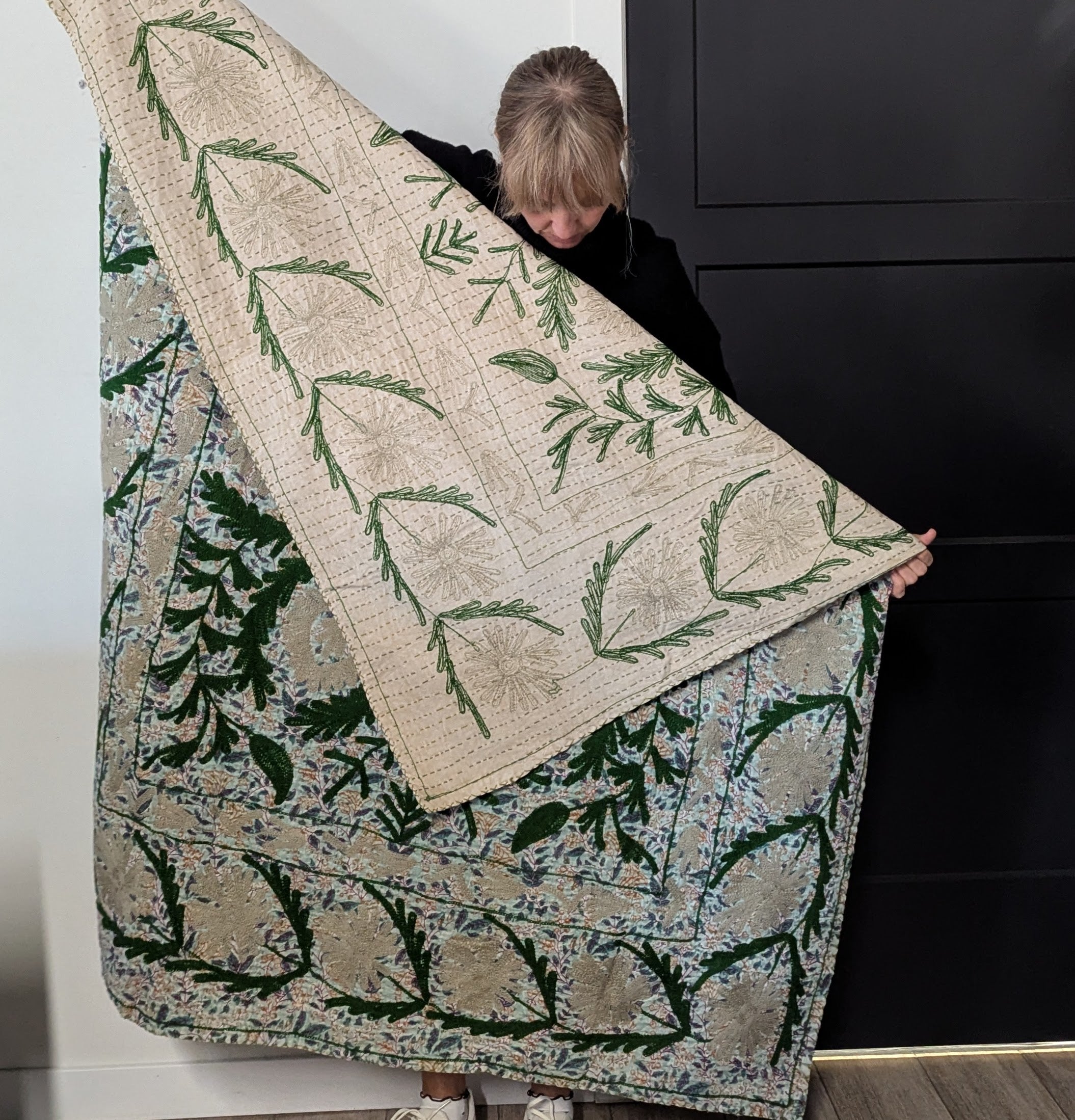 Kantha Stitched Voile Quilt