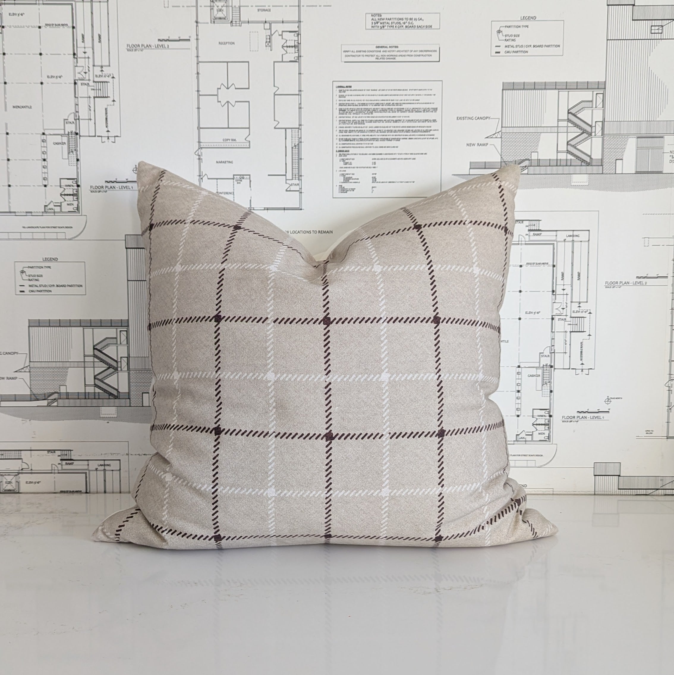Neutral Plaid 18x18 Pillow