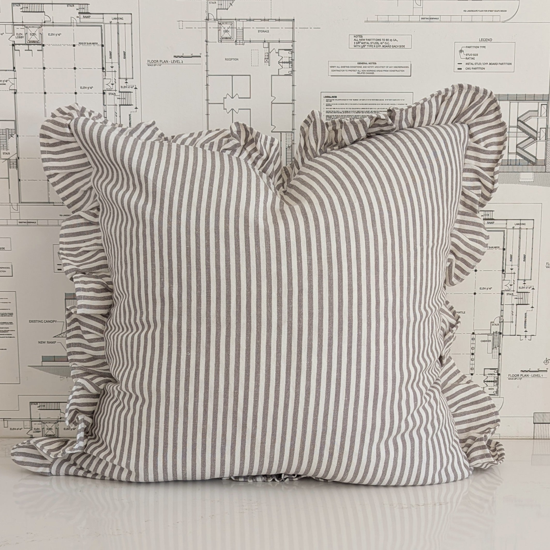 Ruffle Stripe Pillow Cover