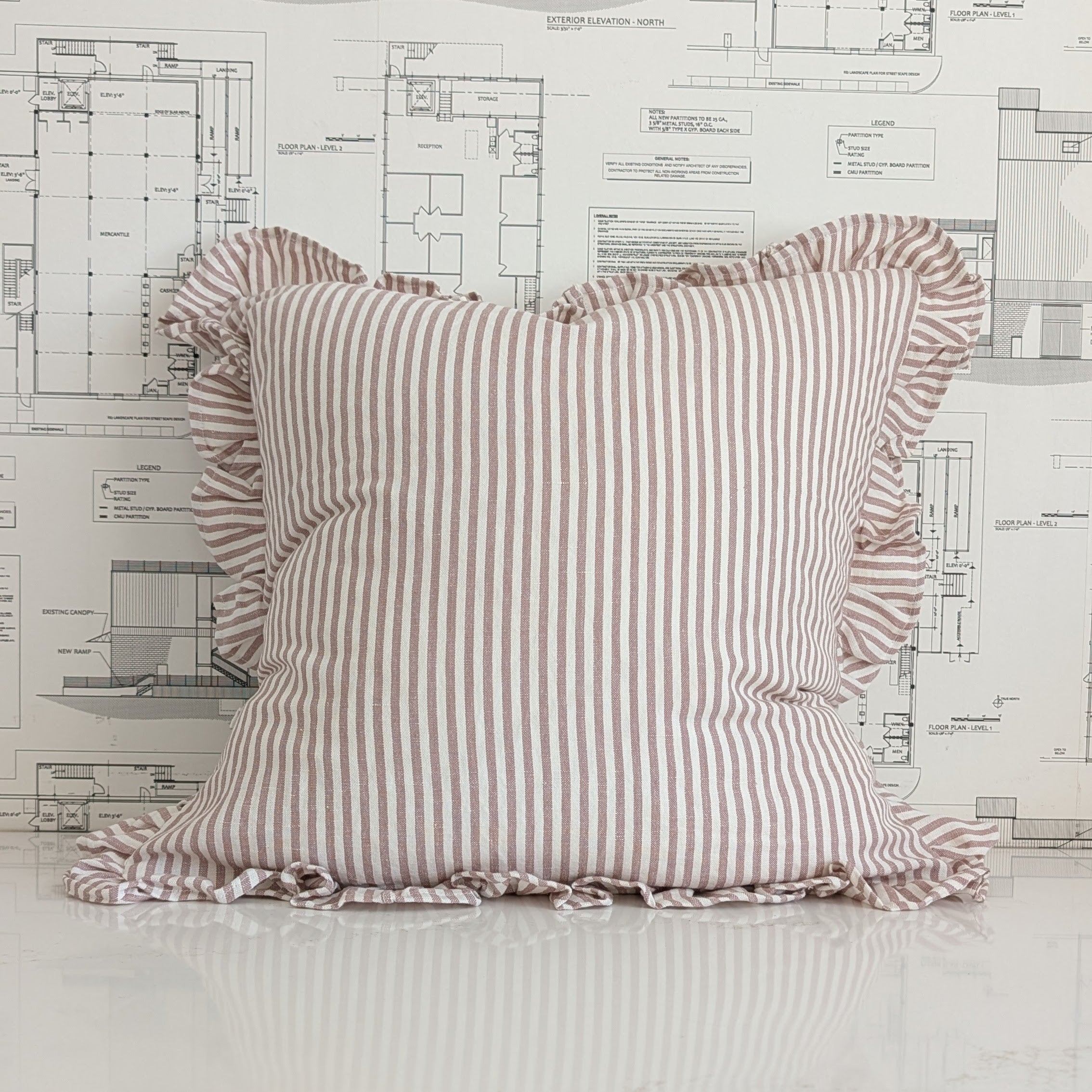 Ruffle Stripe Pillow Cover
