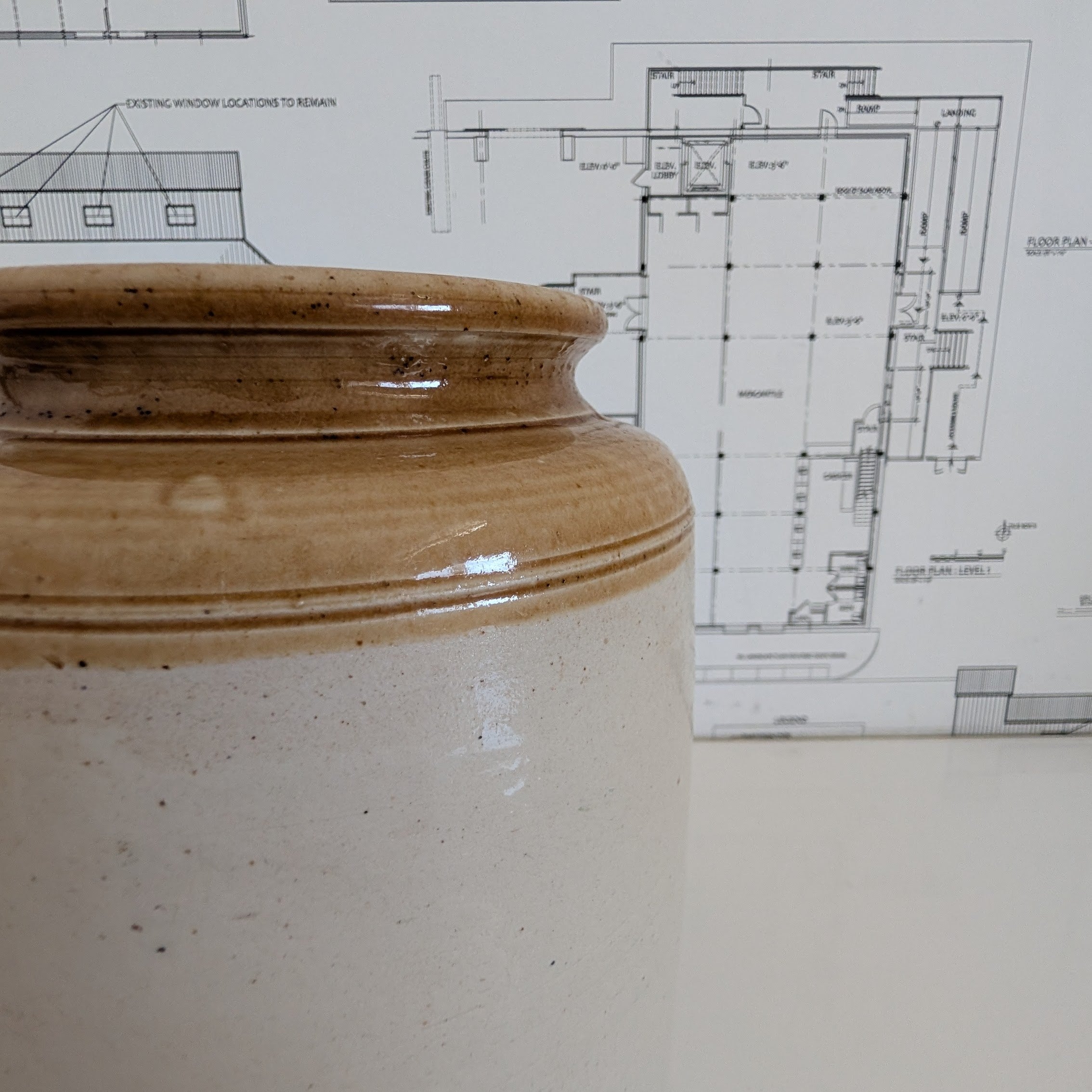 Vintage Crock w/ Yellow Detail