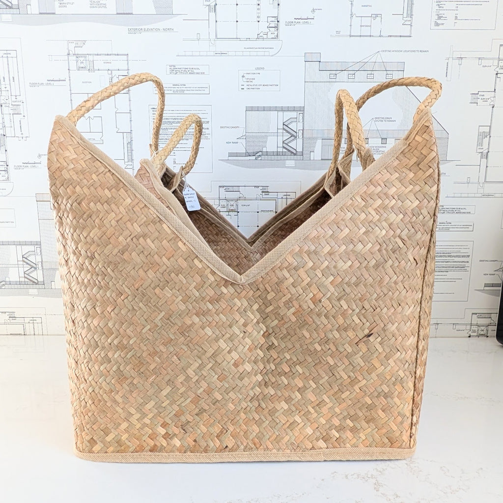 Square Basket w/ Handle in Natural