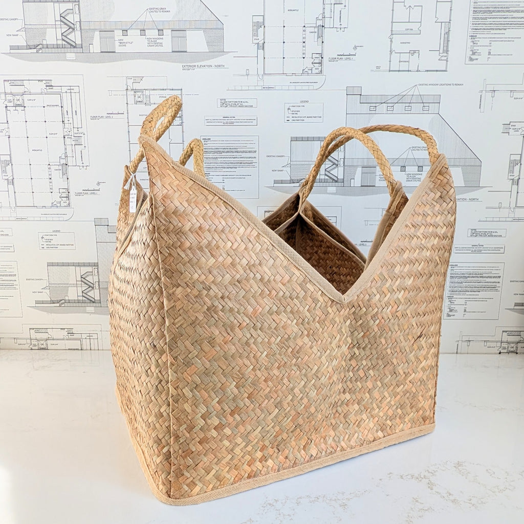 Square Basket w/ Handle in Natural