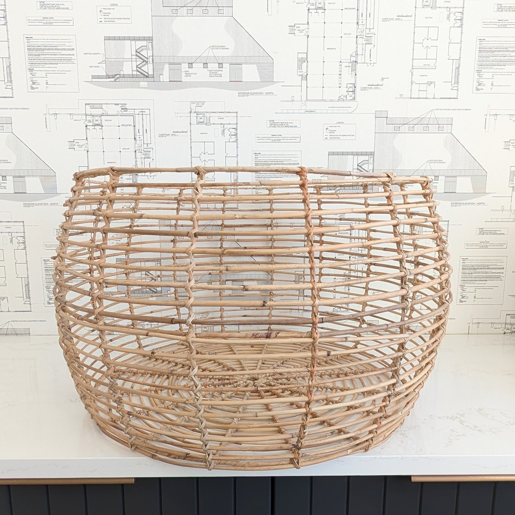 Rattan Basket/Stool - Large
