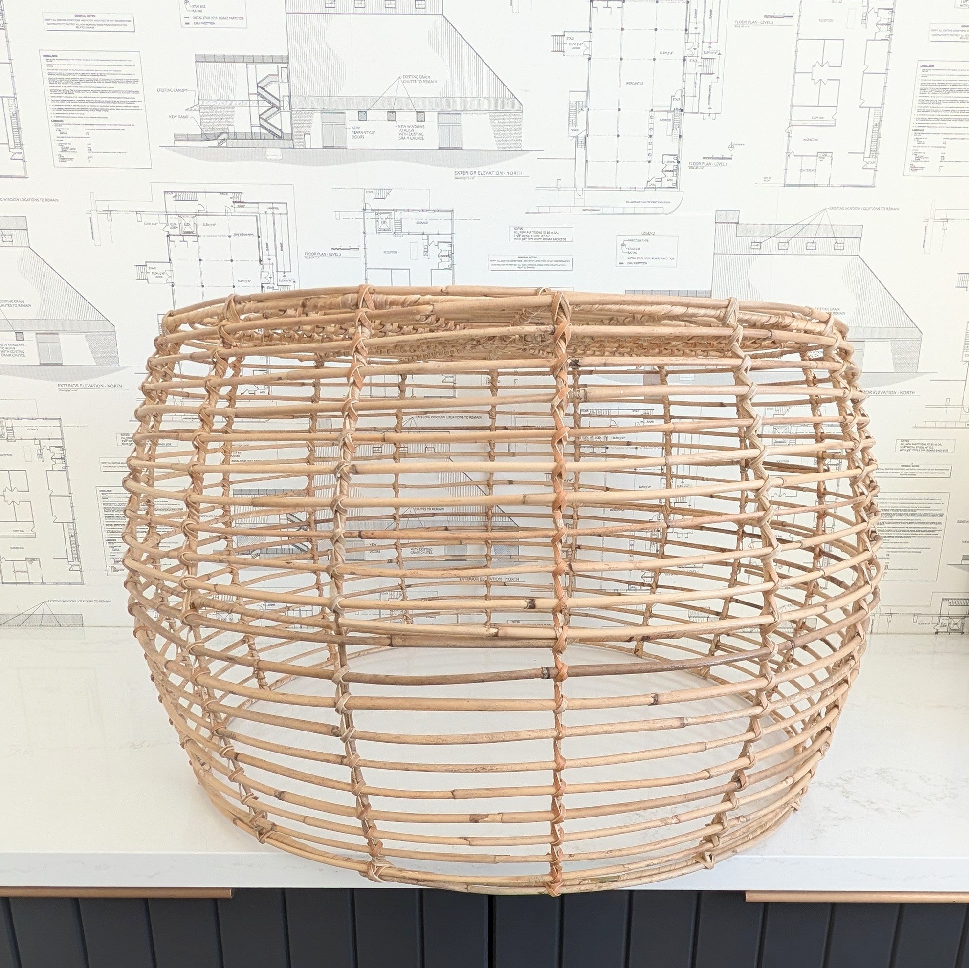 Rattan Basket/Stool - Large