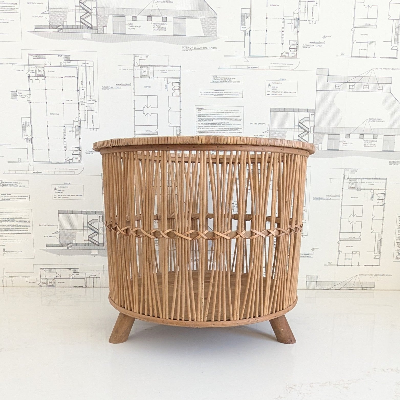 Bamboo Footed Basket - Large