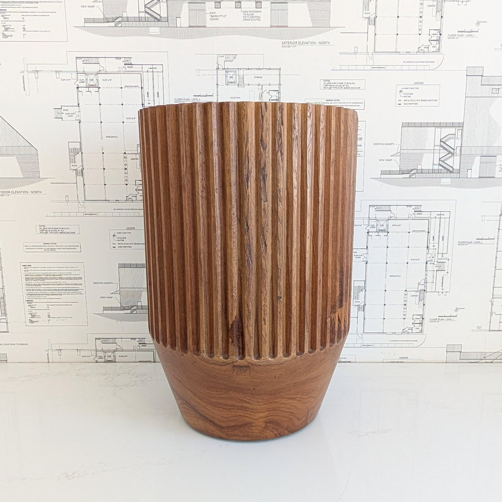Fluted Teak Stool