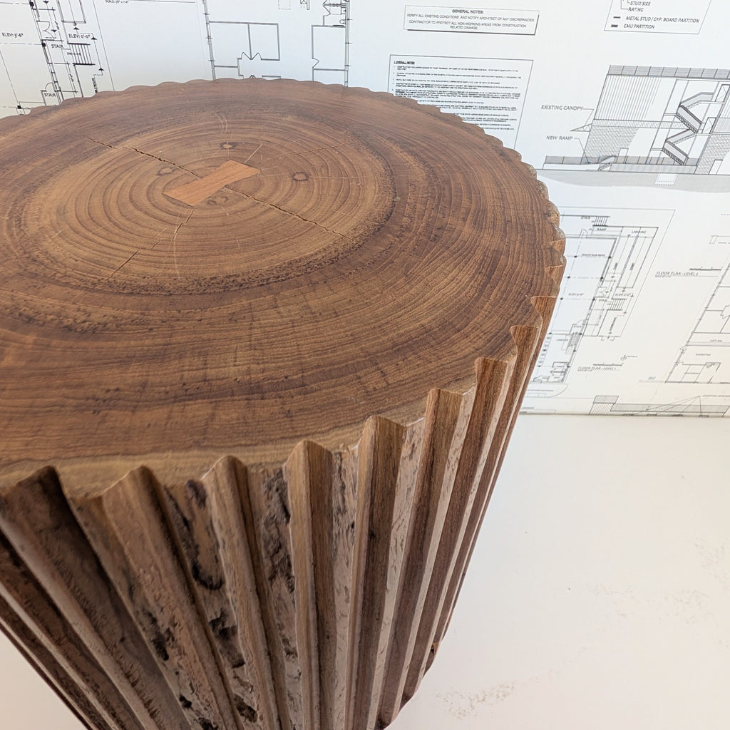Fluted Teak Stool