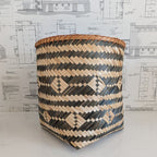 Black Patterned Bamboo Basket