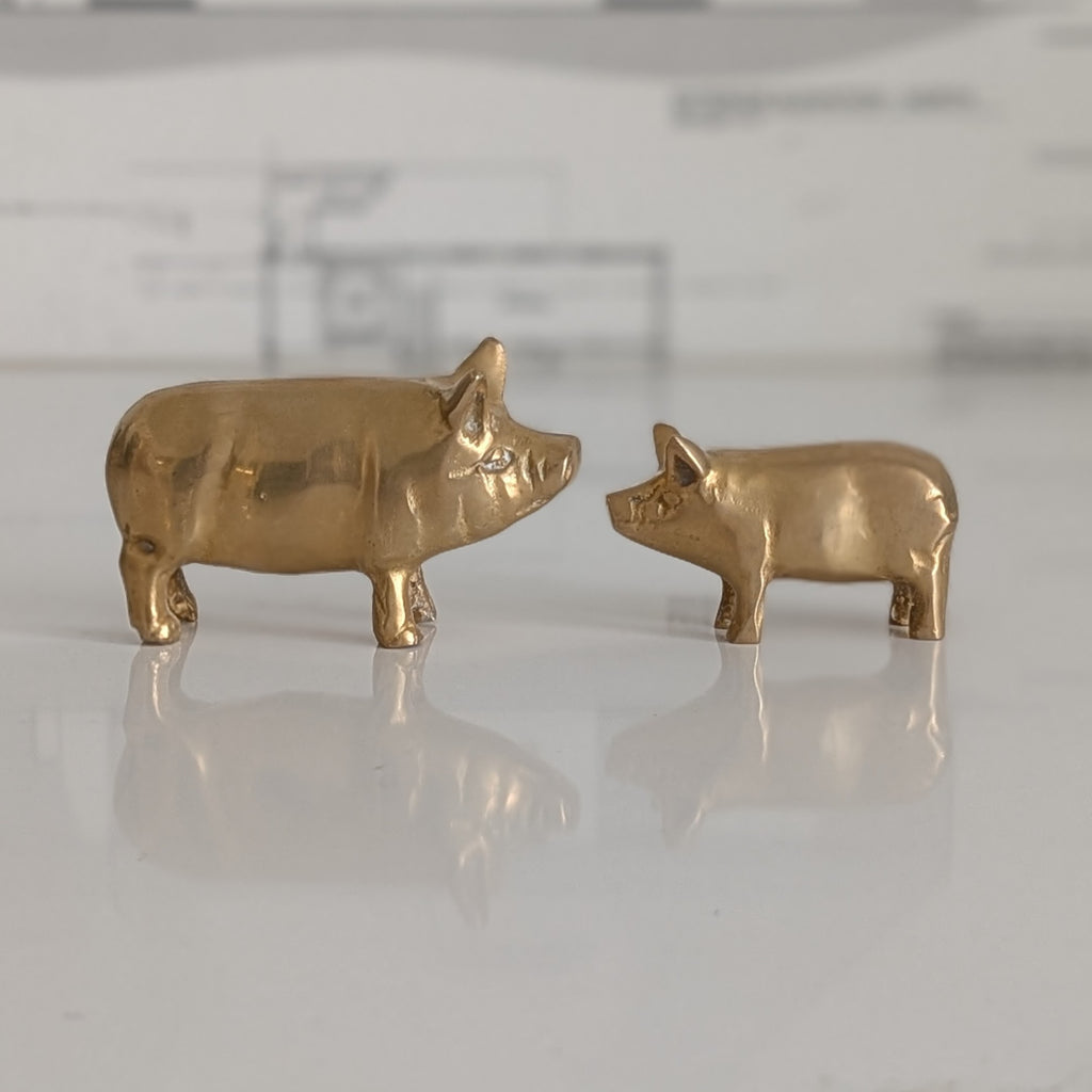 Brass Pigs - Set of Two