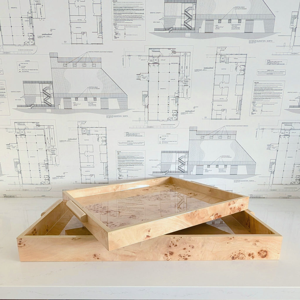 Burl Tray W/ Handles