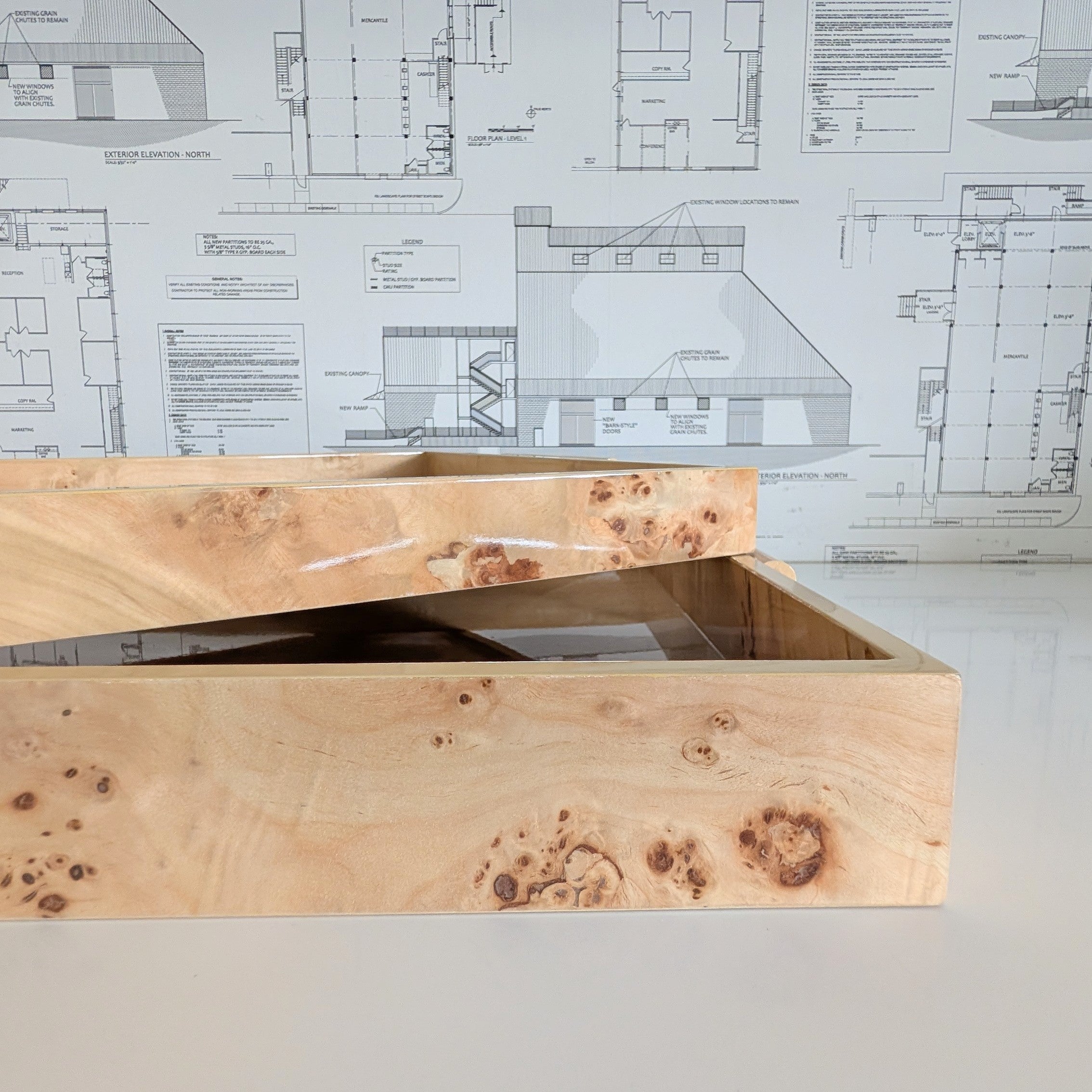 Burl Tray W/ Handles