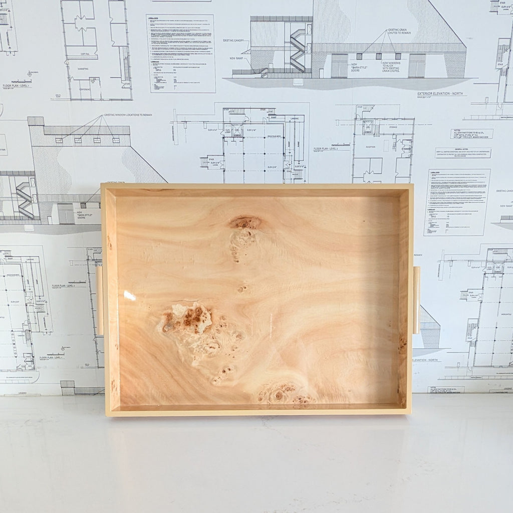 Burl Tray W/ Handles