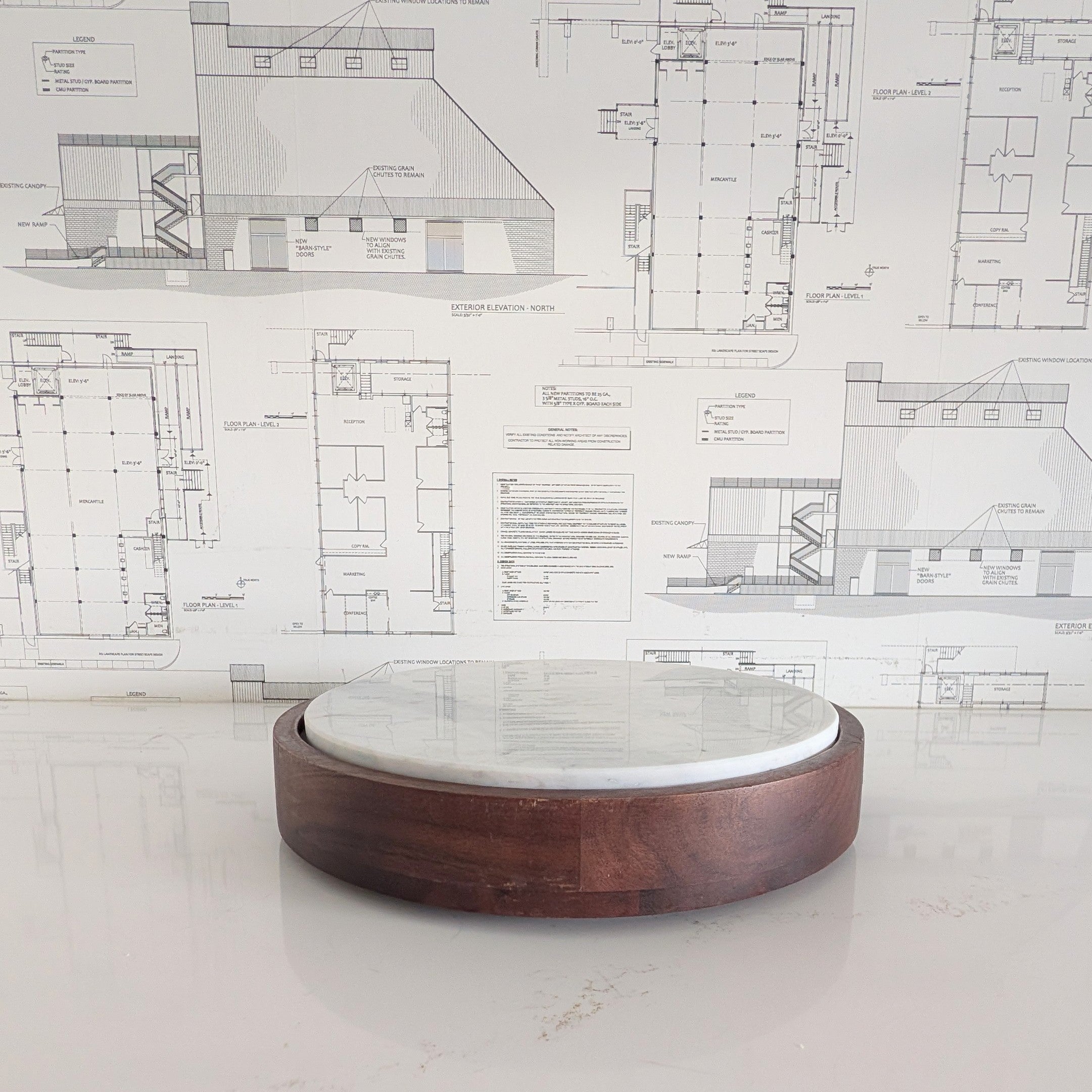 Marble Riser in Wood Base