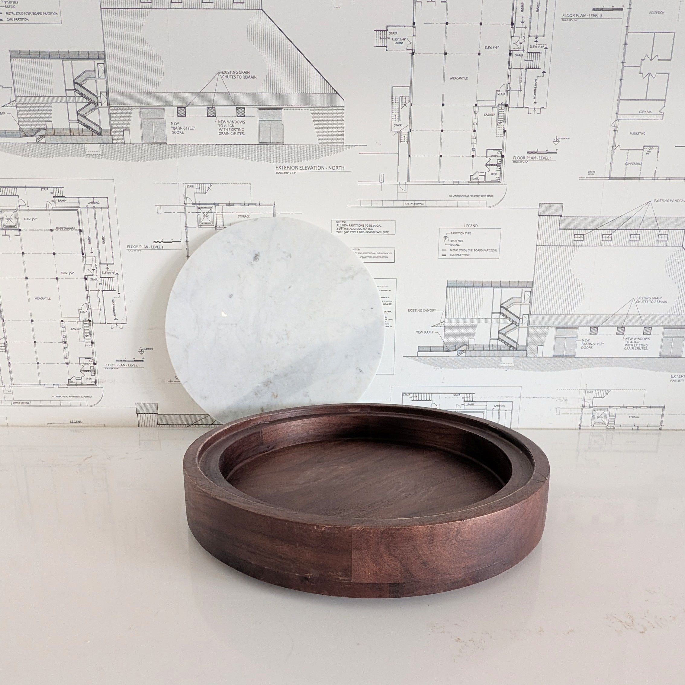 Marble Riser in Wood Base