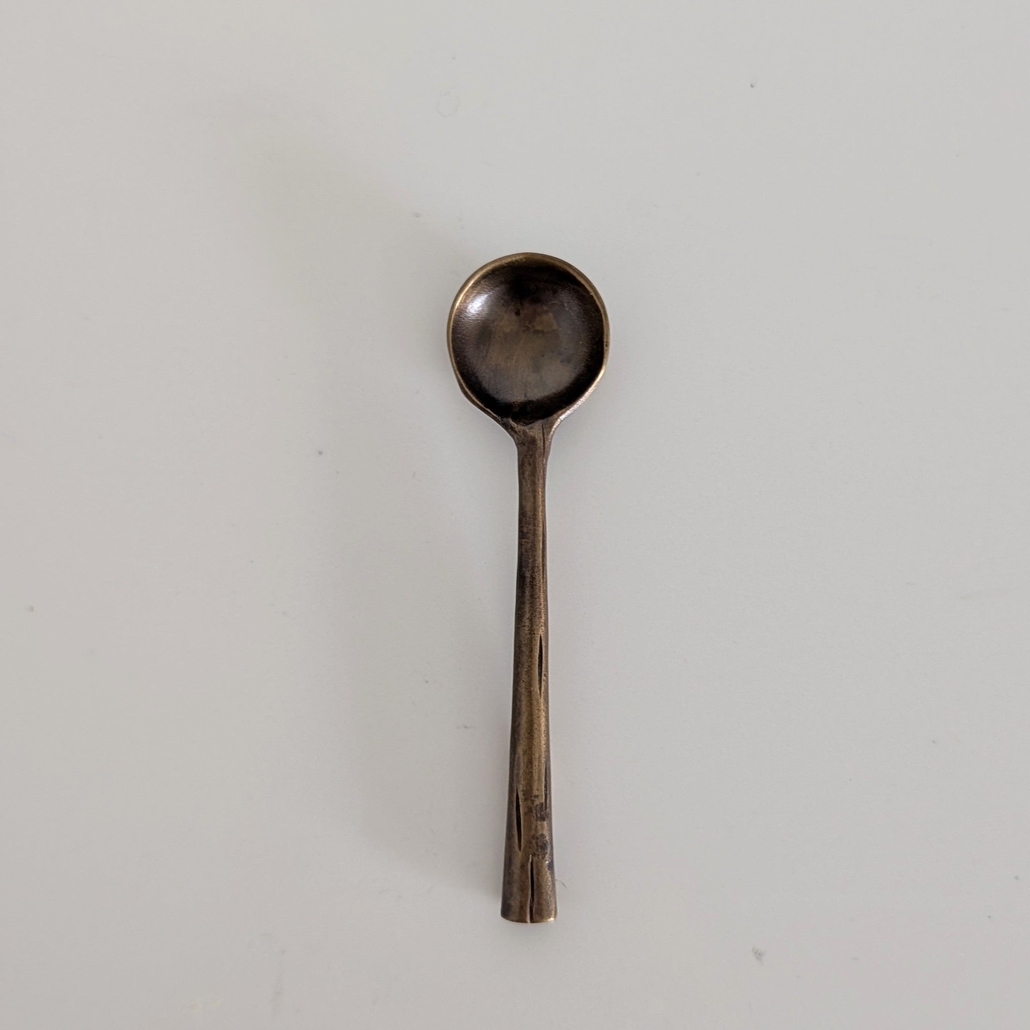 Aged Brass Salt Spoon