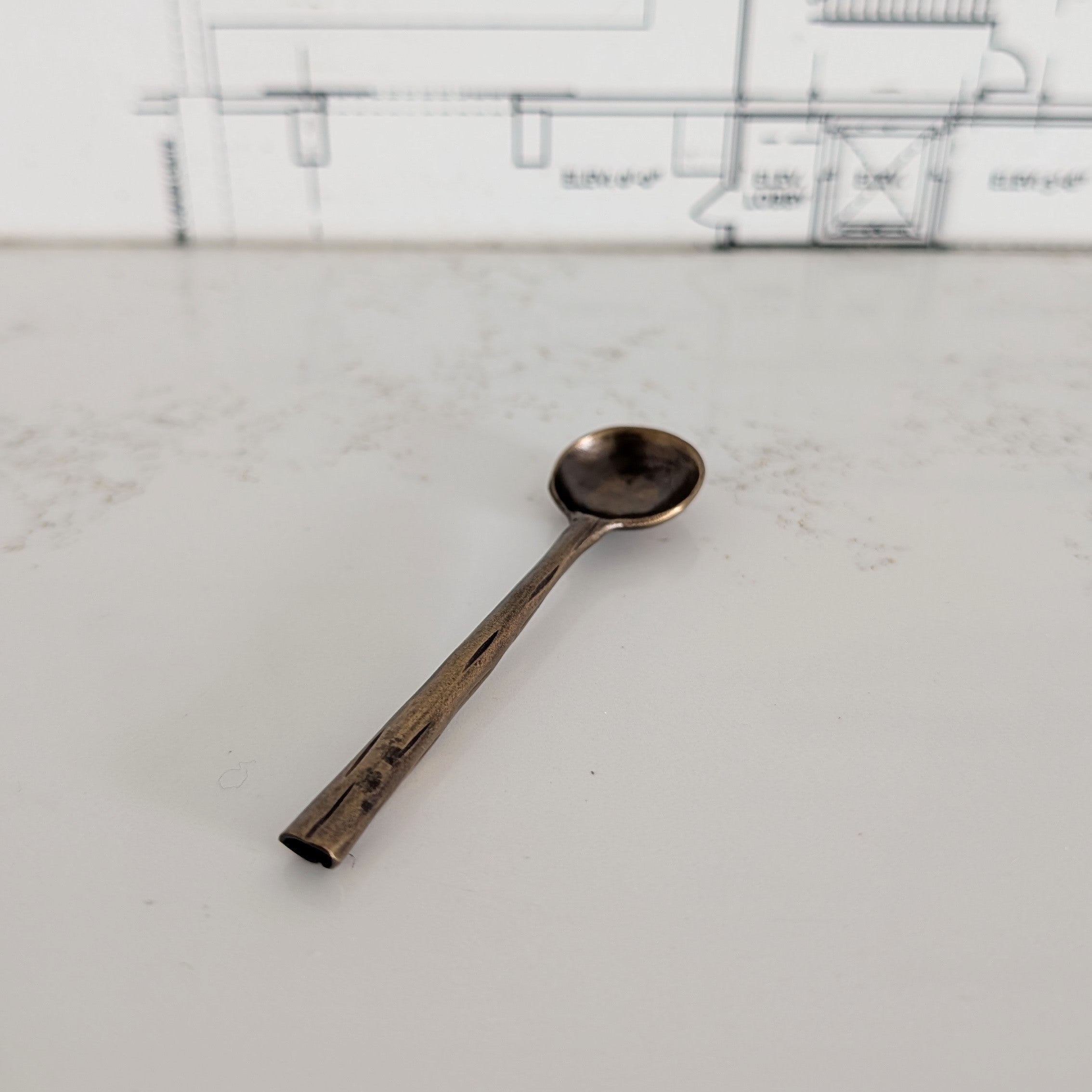 Aged Brass Salt Spoon
