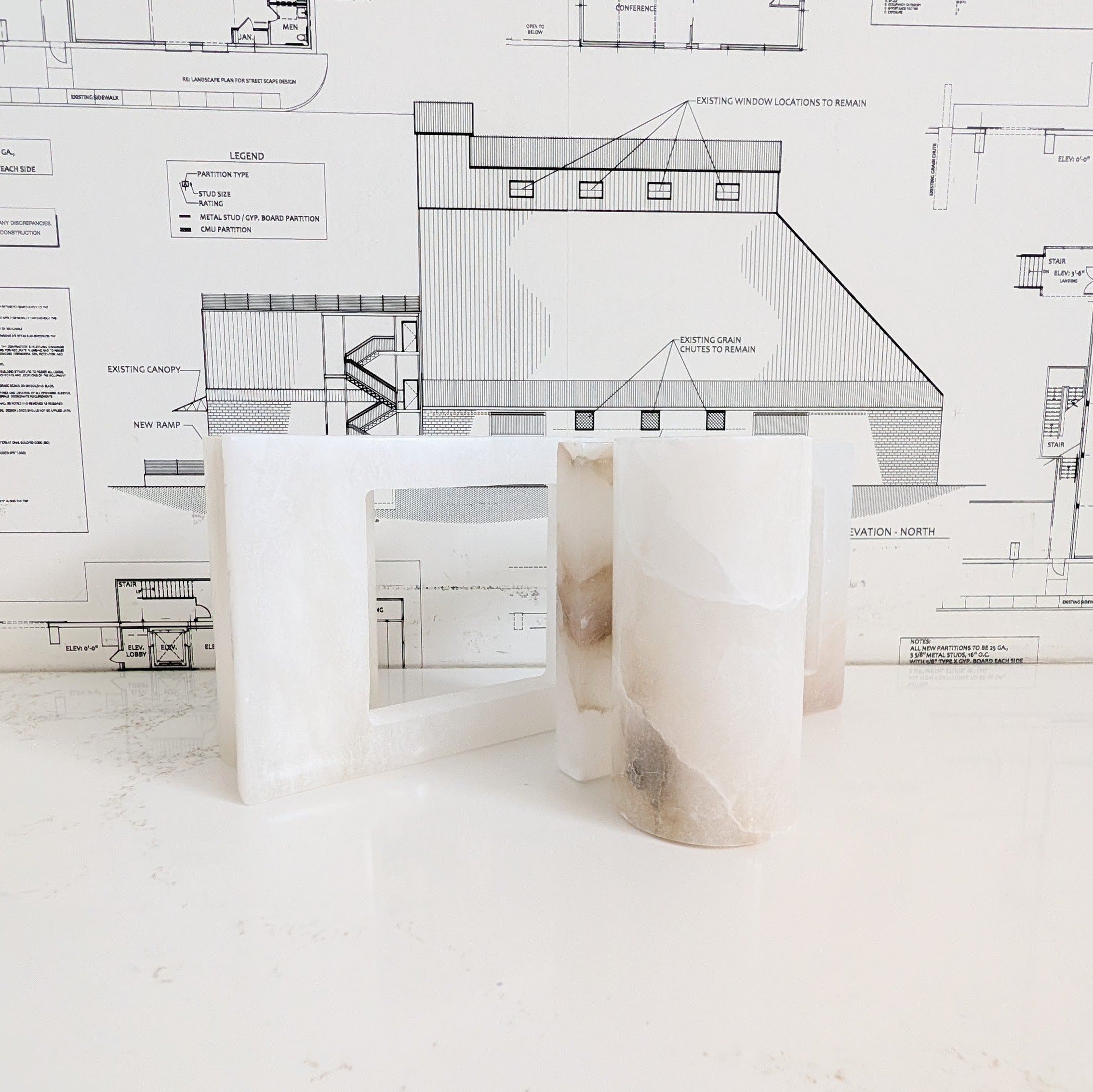 Alabaster Bookends