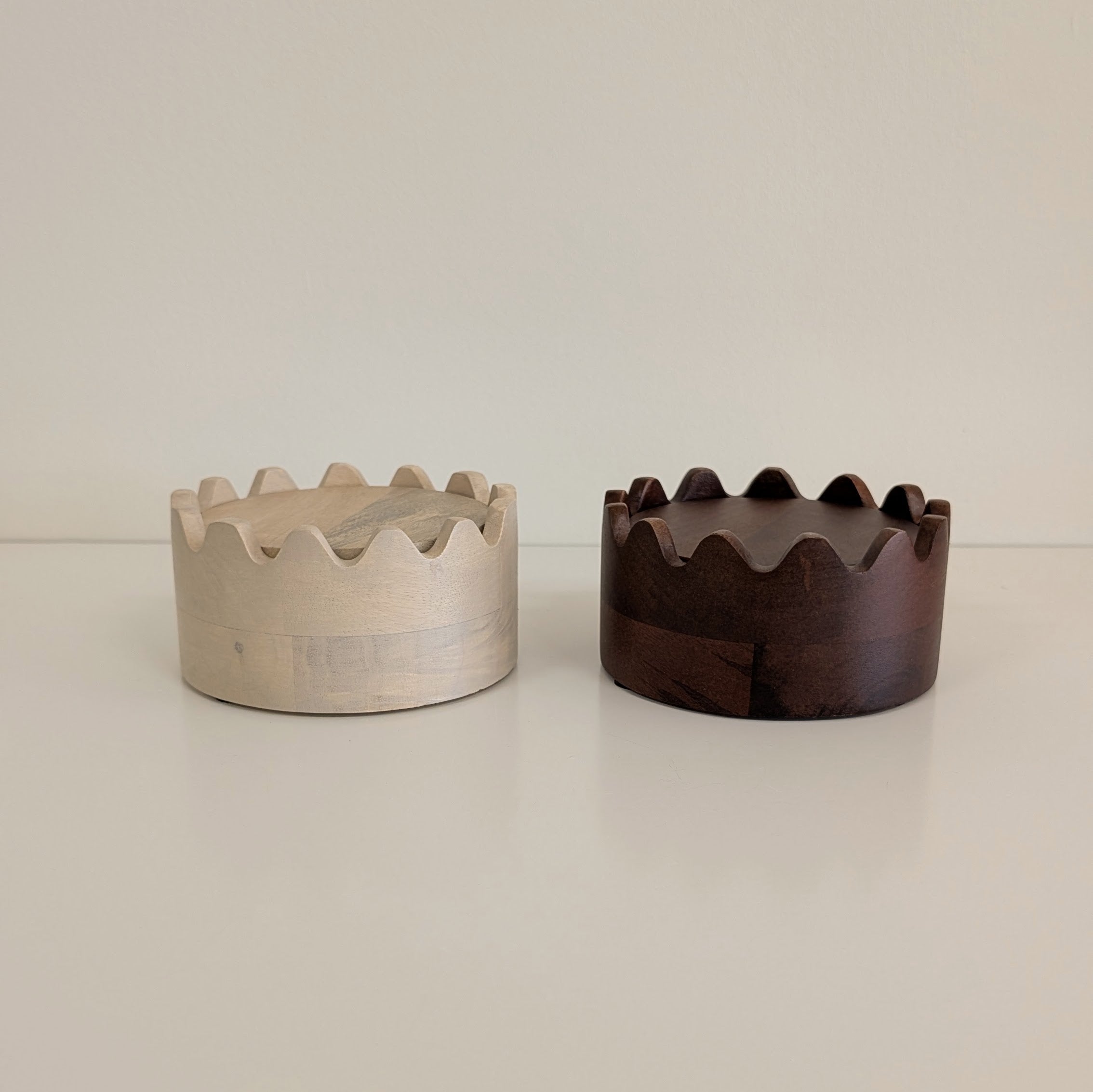 Wood Coasters in Scalloped Box