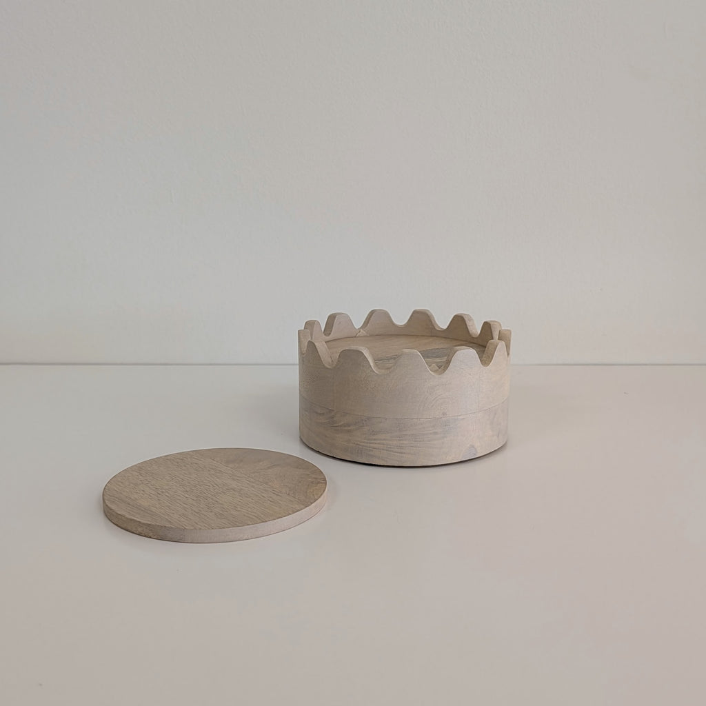 Wood Coasters in Scalloped Box